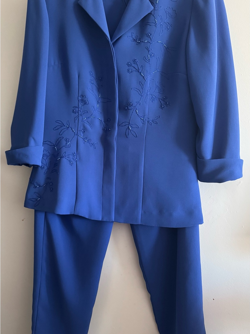 Positive Attitude Royal Blue Embroidered Women's Pantsuit
